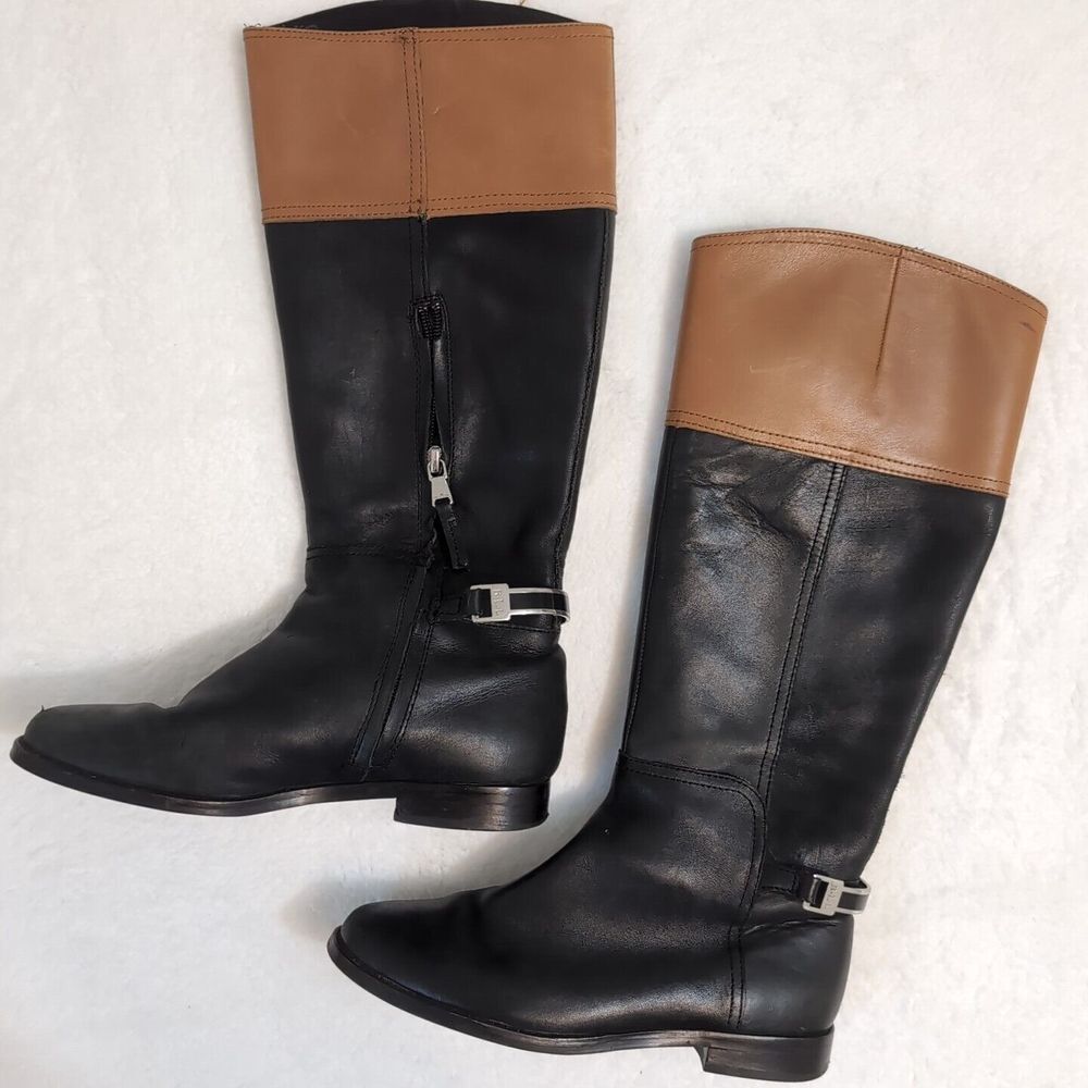 LAUREN by RALPH LAUREN BERNA BLACK & BROWN RIDING BOOTS~WOMENS SIZE 5.5US ~ EUC